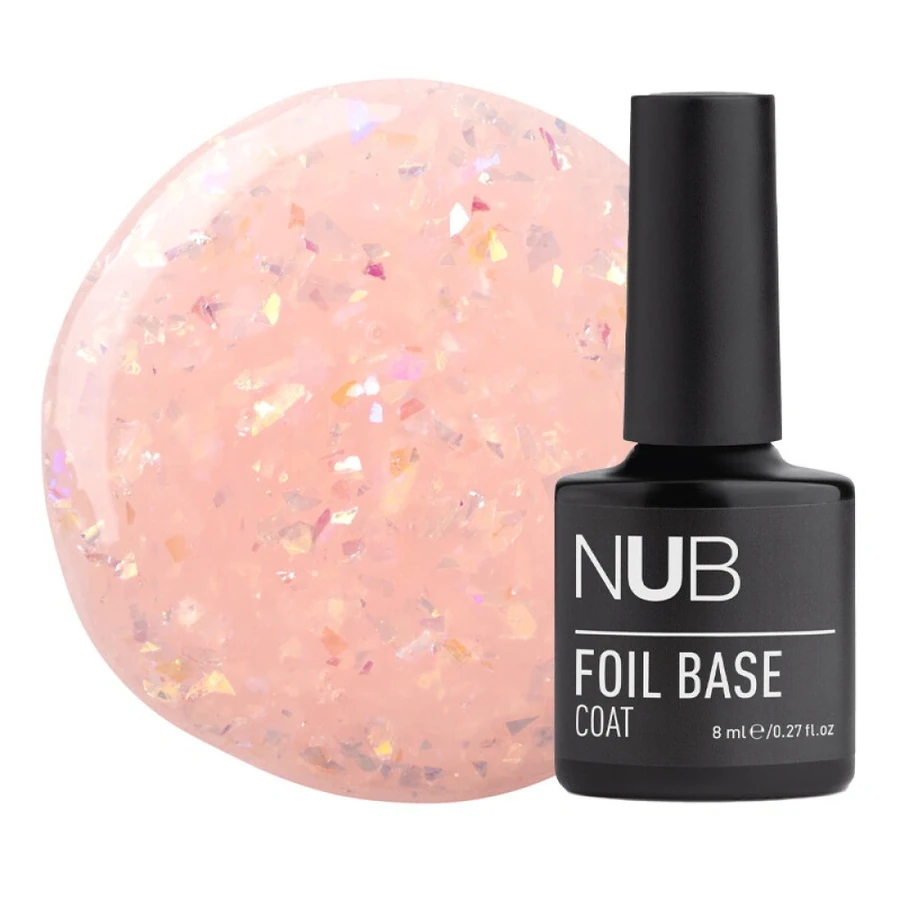 Каучукова база для гель-лаку NUB Foil Base Coat 04 рожевий, з поталлю 8 мл