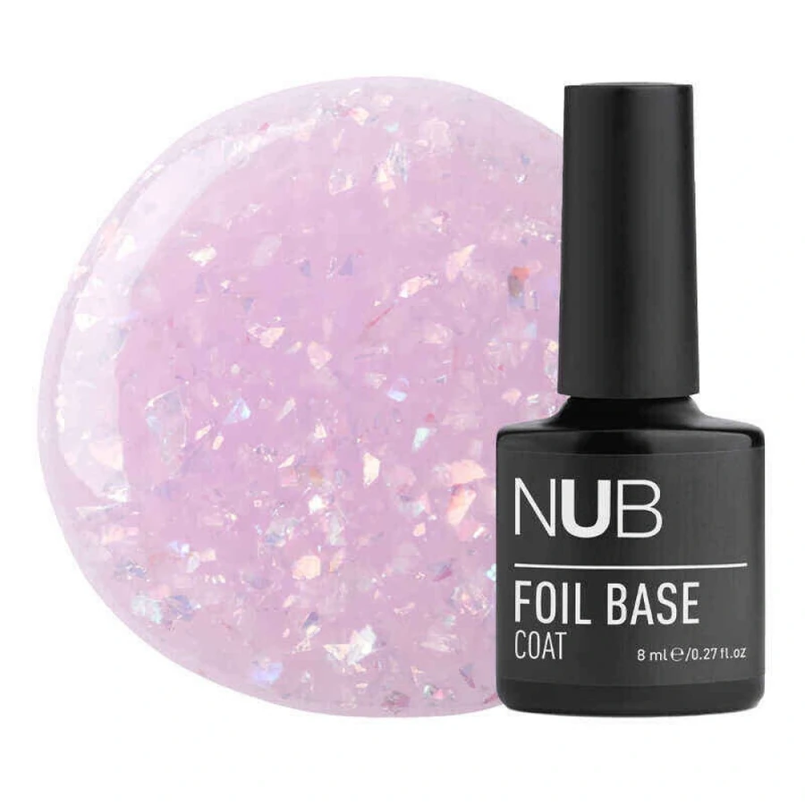 Каучукова база для гель-лаку NUB Foil Base Coat 05 бузковий, з поталлю 8 мл