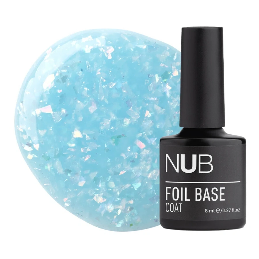 Каучукова база для гель-лаку NUB Foil Base Coat 06 блакитний, з поталлю 8 мл