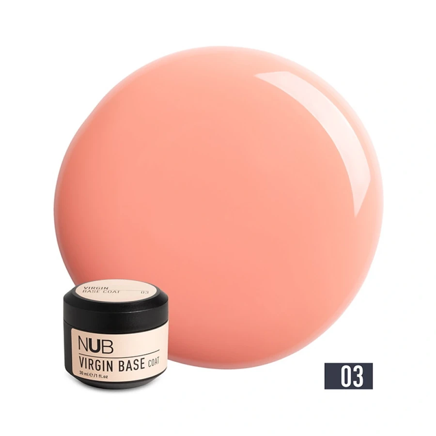 Каучукова камуфлююча база нового покоління NUB Virgin Base Coat 03 персиковий 30 мл