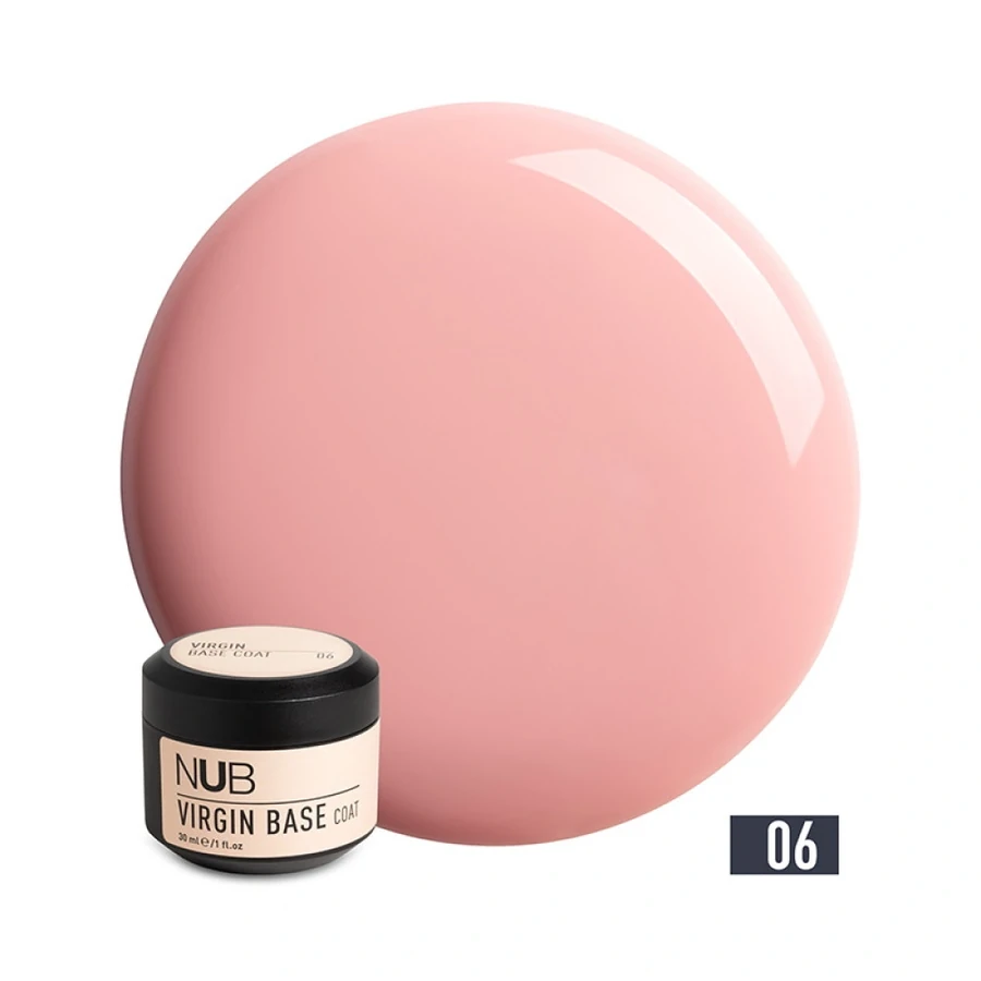 Каучукова камуфлююча база нового покоління NUB Virgin Base Coat 06 пастельний рожевий 30 мл