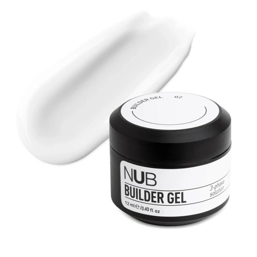 Густий трифазний гель для нарощування нігтів NUB Builder Gel 02 молочний 12 мл