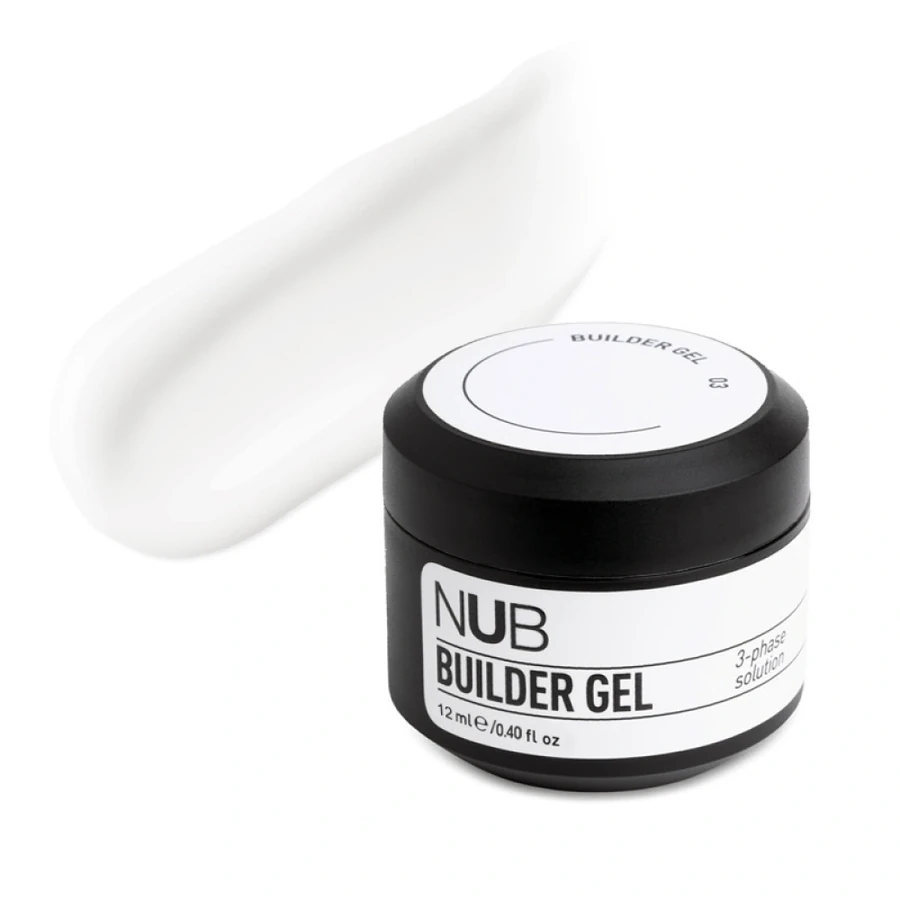 Густий трифазний гель для нарощування нігтів NUB Builder Gel 03 молочно-білий 12 мл