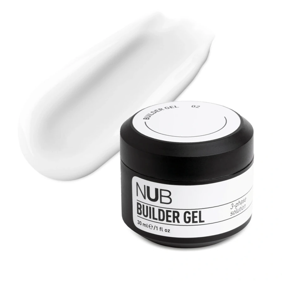 Густий трифазний гель для нарощування нігтів NUB Builder Gel 02 молочний 30 мл