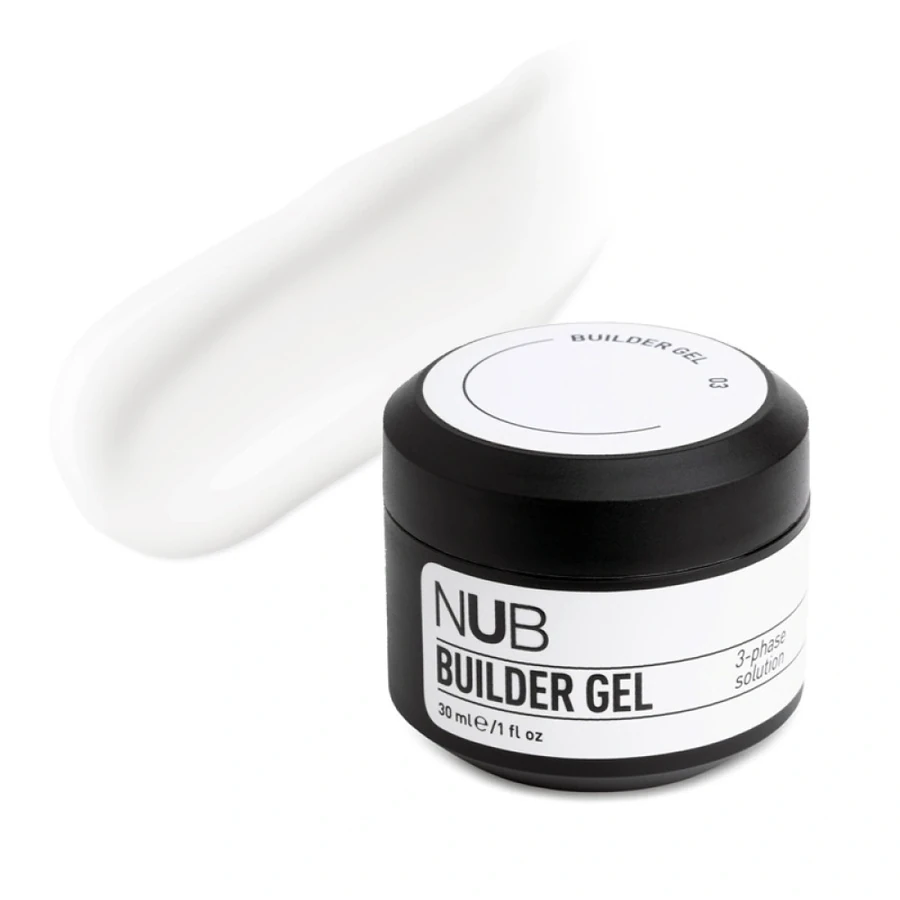 Густий трифазний гель для нарощування нігтів NUB Builder Gel 03 молочно-білий 30 мл