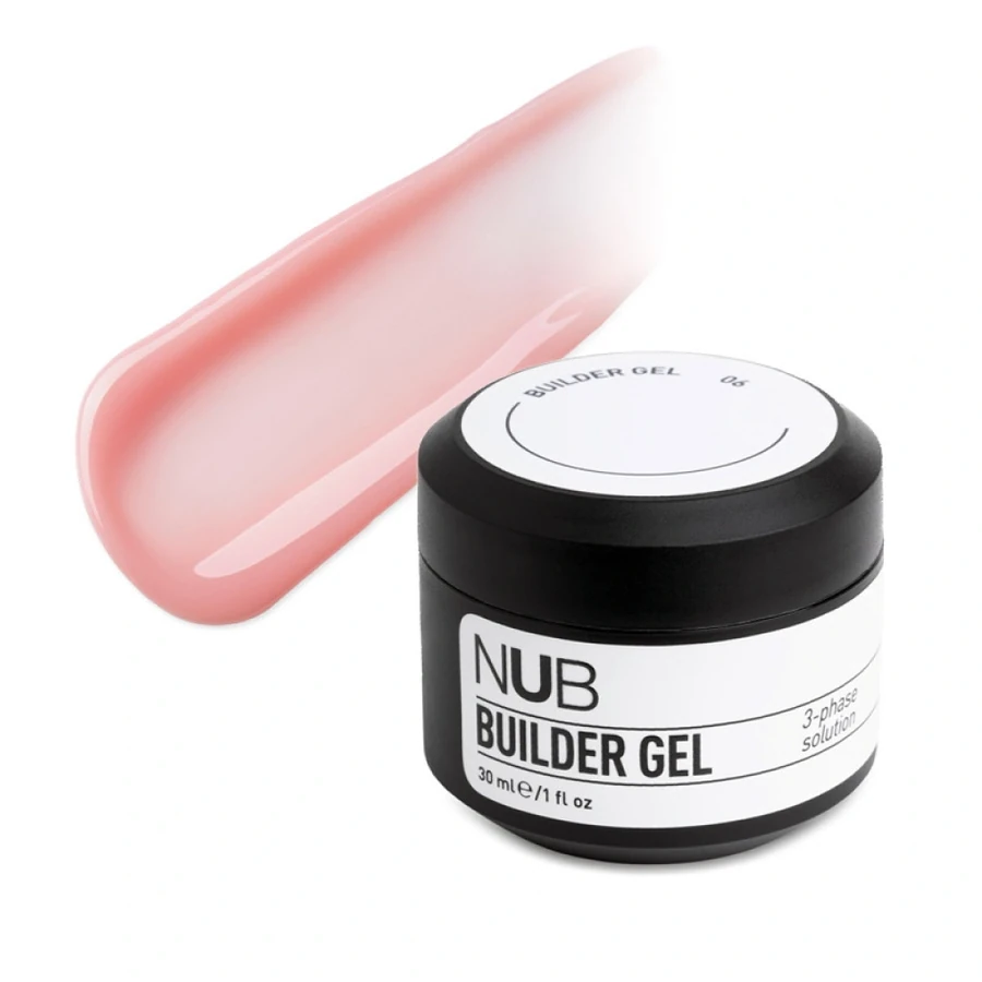 Густий трифазний гель для нарощування нігтів NUB Builder Gel 06 рожевий нюд 30 мл