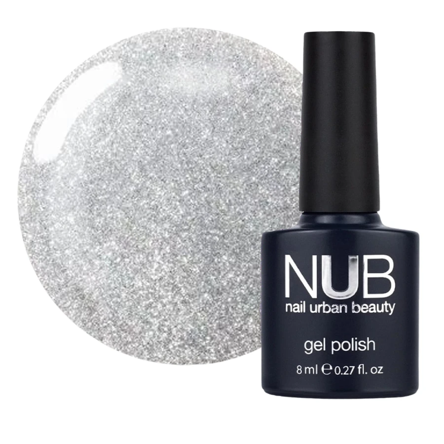 Гель-лак NUB Gel Polish Night Light 01 Clear Silver сріблястий, світловідбиваючий 8 мл