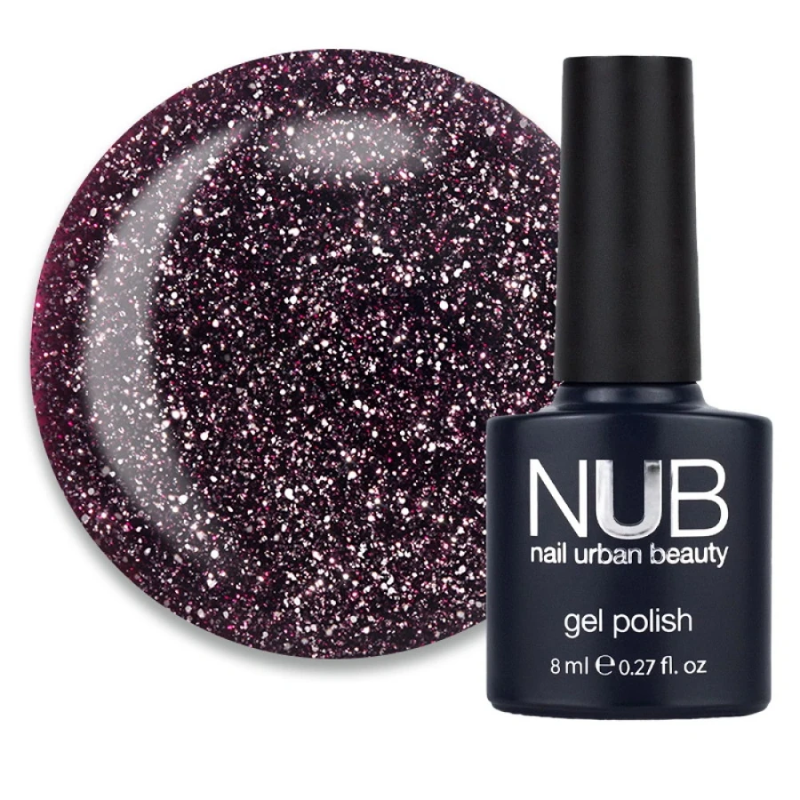 Гель-лак NUB Gel Polish Night Light 04 Prom Dress вишнево-баклажановий, світловідбиваючий 8 мл