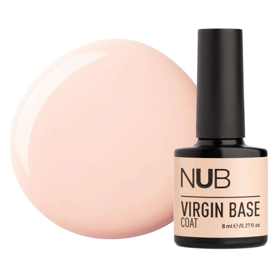 Каучукова камуфлююча база нового покоління NUB Virgin Base Coat 08 молочний рожево-бежевий 8 мл