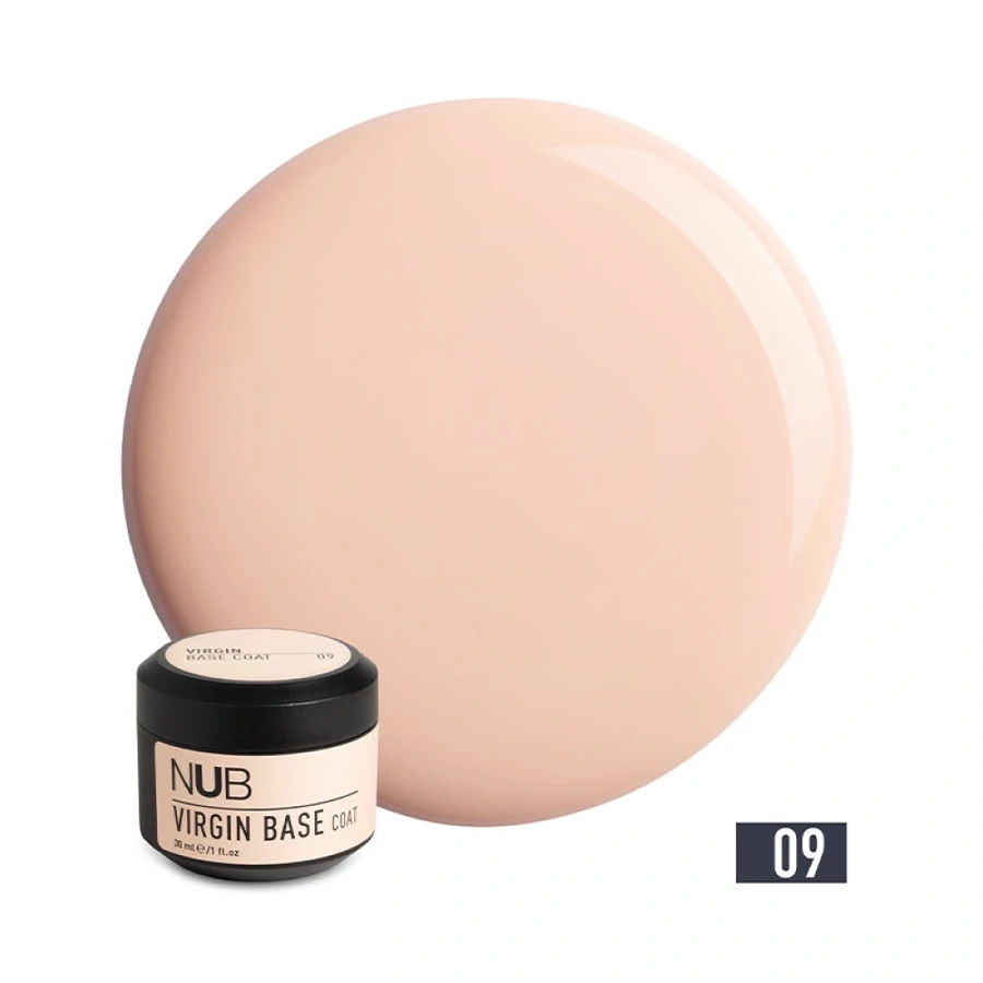 Каучукова камуфлююча база нового покоління NUB Virgin Base Coat 09 рожево-бежевий крем 30 мл
