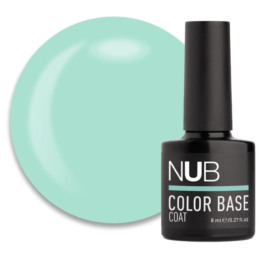 Каучукова кольорова база для гель-лаку NUB Color Base Coat 02 Breeze ніжний ментолово-бірюзовий 8 мл