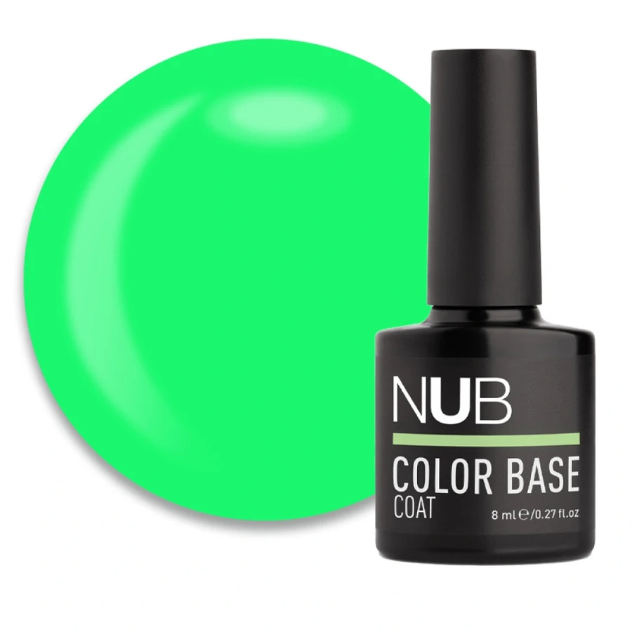 Каучукова кольорова база для гель-лаку NUB Color Base Coat 13 Power яскравий салатовий 8 мл