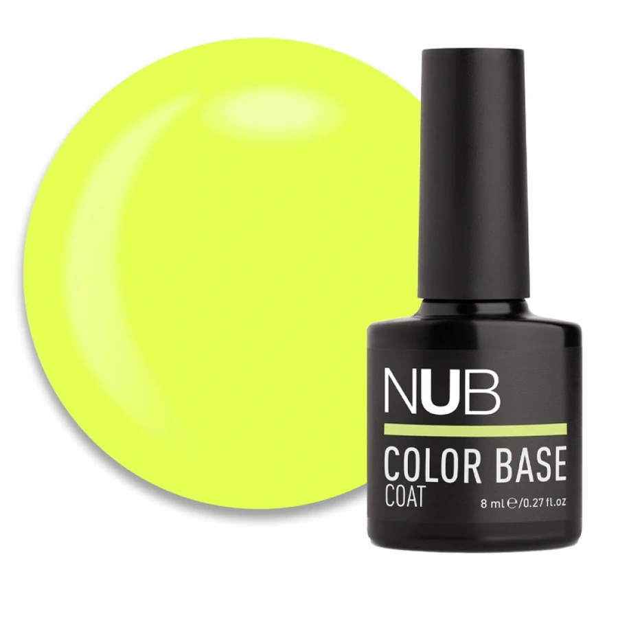 Каучукова кольорова база для гель-лаку NUB Color Base Coat 14 Acid кислотний жовтий 8 мл