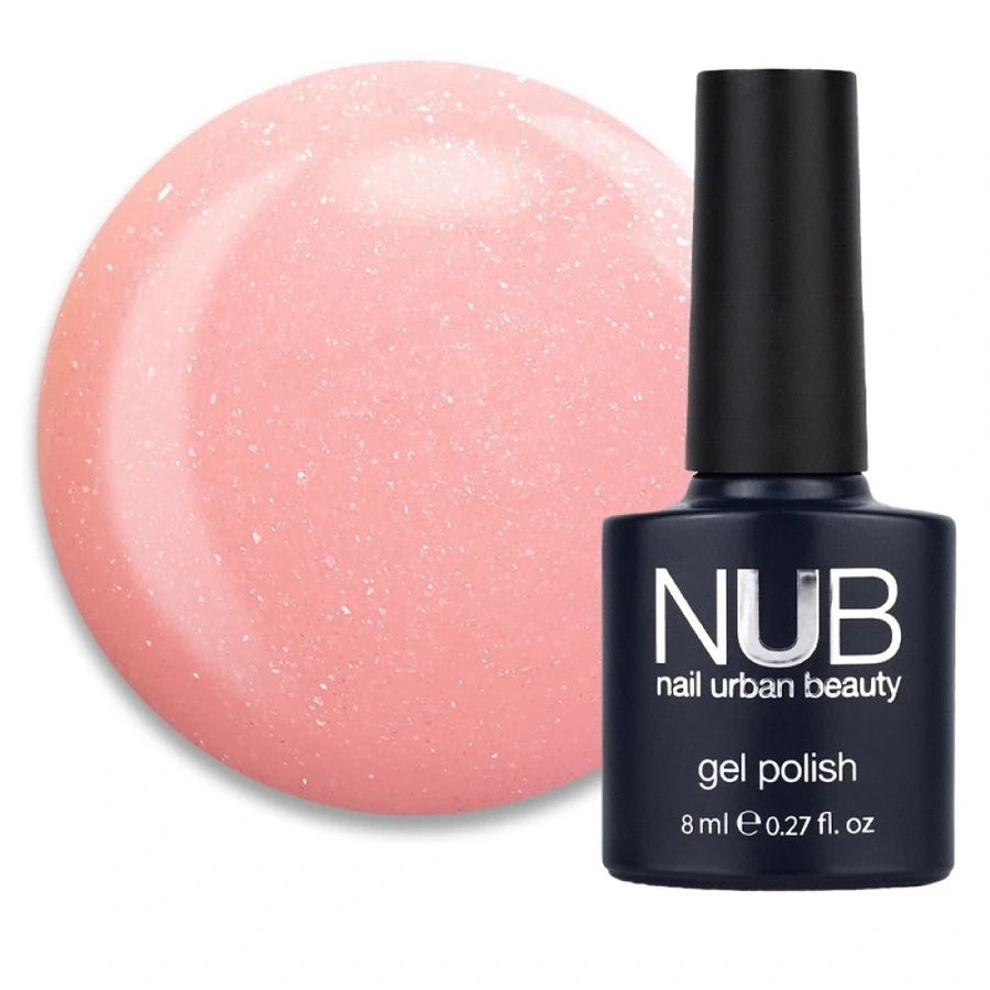 Гель-лак NUB Gel Polish Naked 04 Rose Spark напівпрозорий пастельно-рожевий, з шимером та мікрослюдою 8 мл