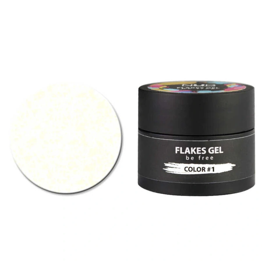 Гель для дизайну з декоративними пластівцями NUB Flakes Gel №1 White Білий 5 г