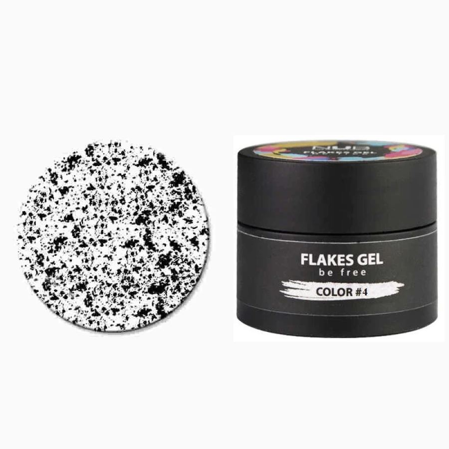 Гель для дизайну з декоративними пластівцями NUB Flakes Gel №4 Black Чорний 5 г