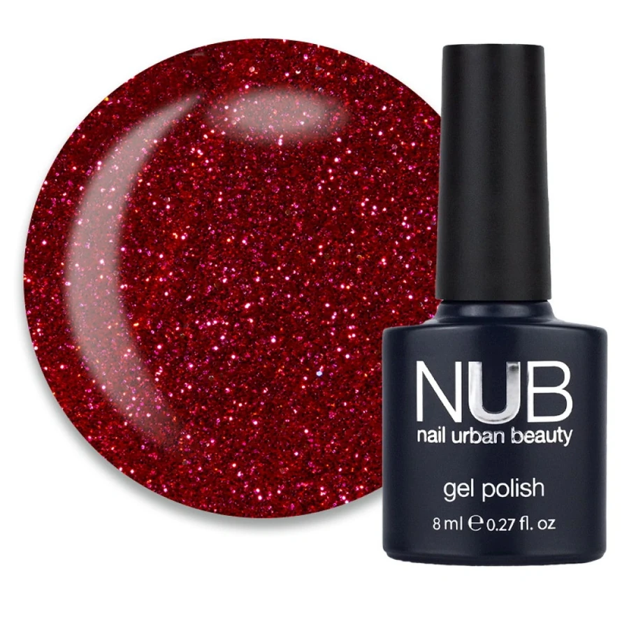 Гель-лак NUB Gel Polish 219 Enchantress малиново-червоний, з блискітками 8 мл