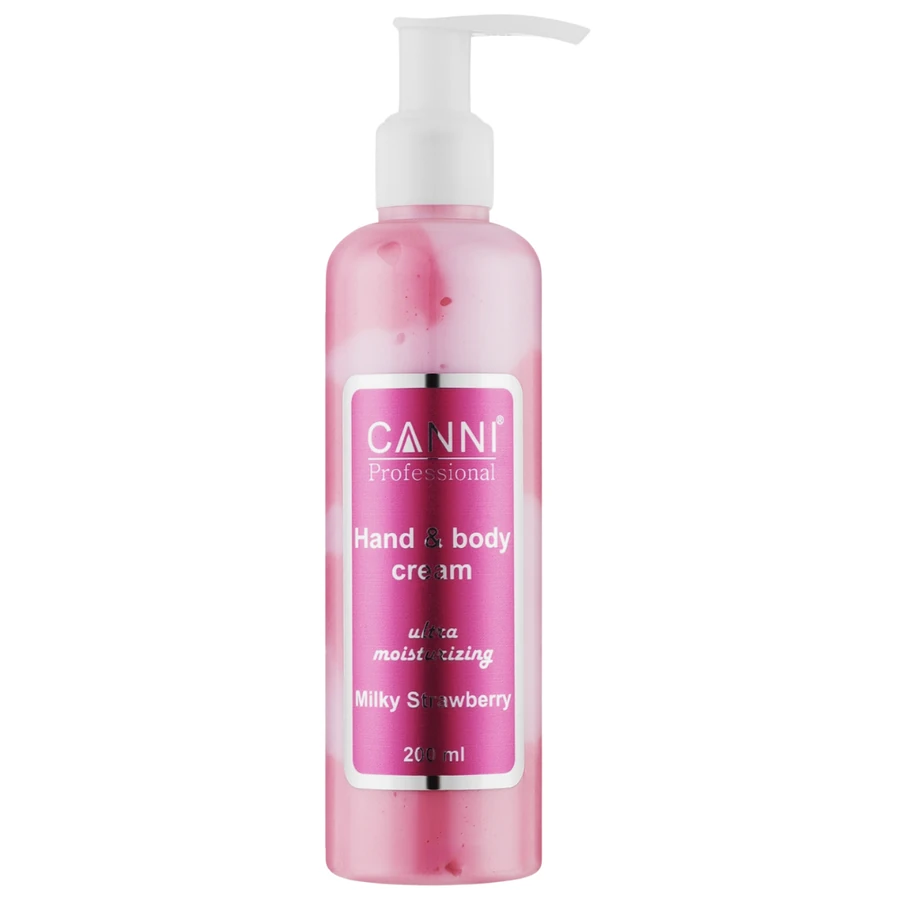 Крем для рук та тіла ультразволожуючий Canni Hand & Body Cream Ultra Moisturizing Milky Strawberry Полуниця з вершками 200 мл