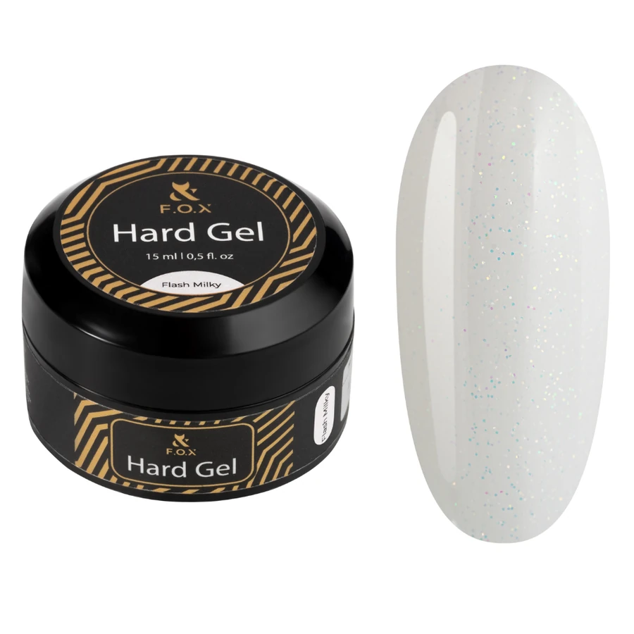 Будівельний гель рідкий FOX Hard Gel Flash Milky молочний, з блискітками 15 мл