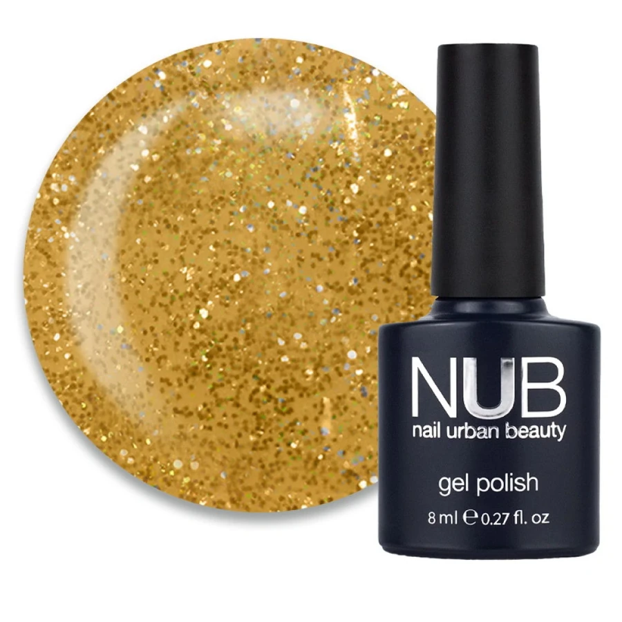 Гель-лак NUB Gel Polish 071 Hollywood Style прозорий, з золотистими блискітками 8 мл