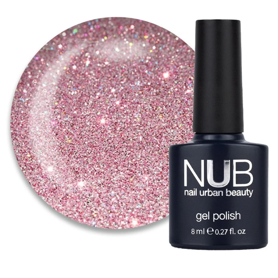 Гель-лак NUB Gel Polish 106 Lovely Jewerly щільні сріблясті та рожеві блискітки 8 мл