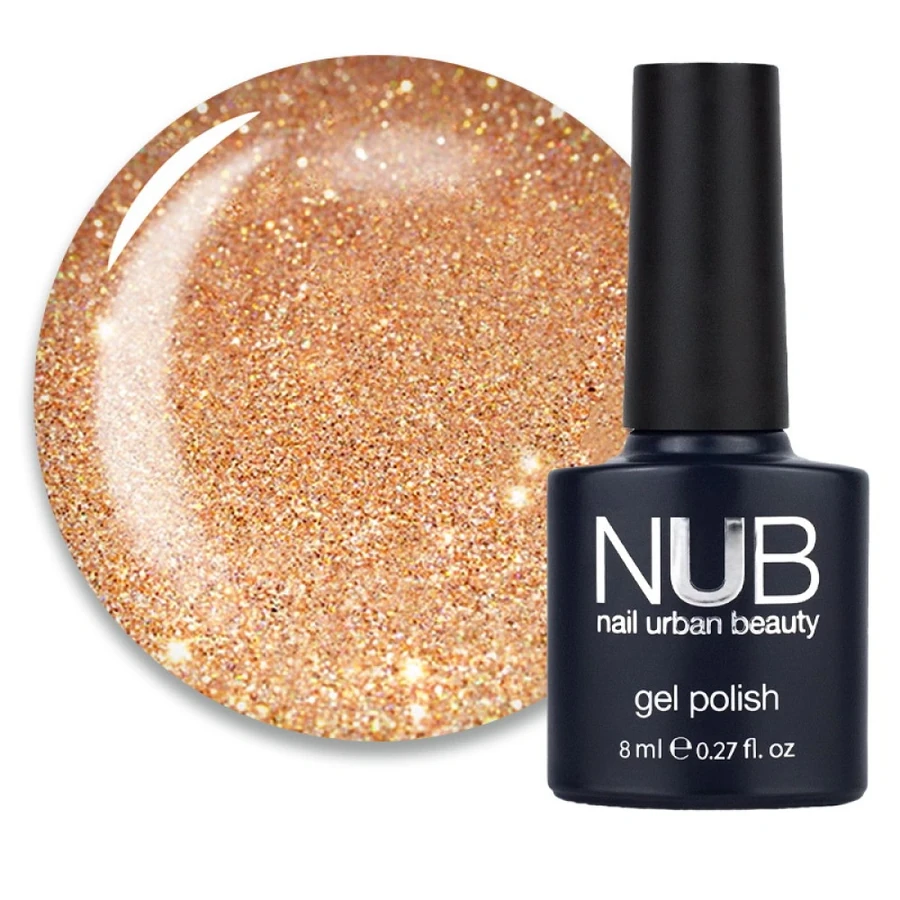Гель-лак NUB Gel Polish 107 Best Friends щільні золотисто-бронзові блискітки 8 мл