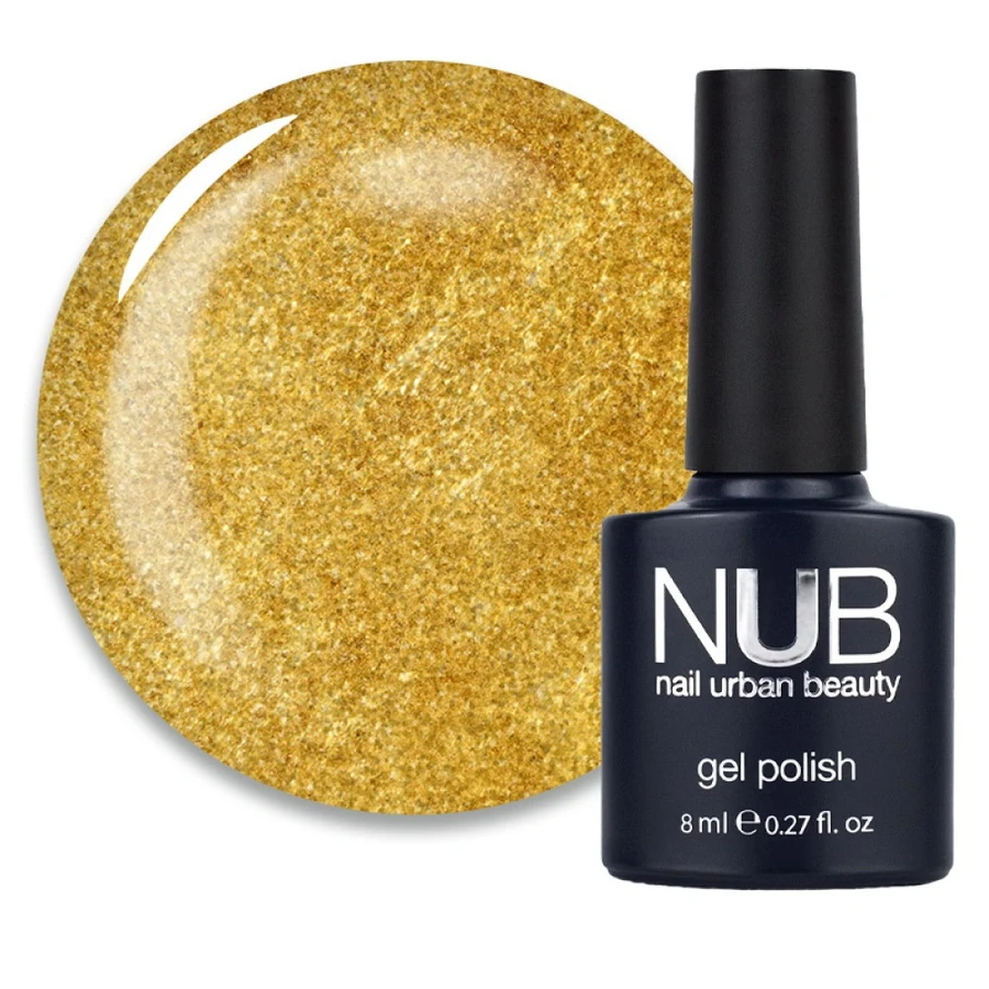 Гель-лак NUB Gel Polish 115 Vulpecula щільні блискітки жовте золото та слюда 8 мл