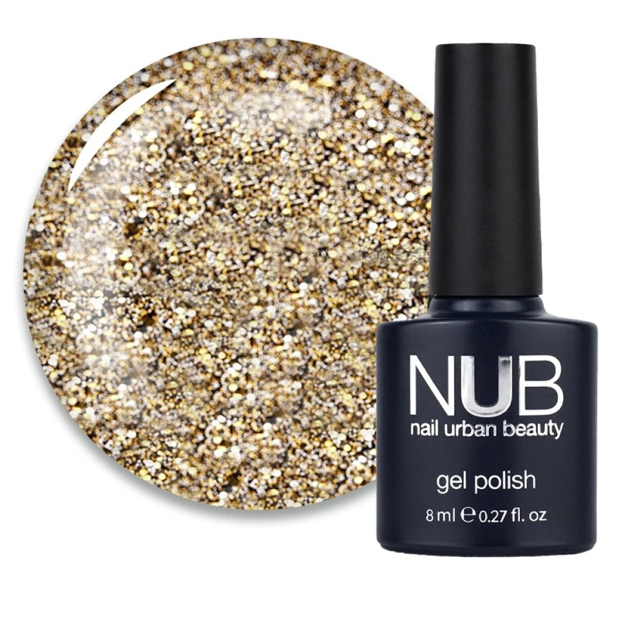 Гель-лак NUB Gel Polish 117 Coma Benenices щільні золоті блискітки та слюда 8 мл