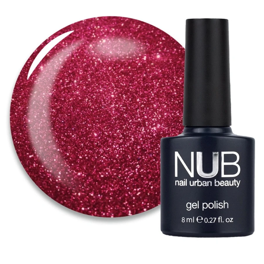 Гель-лак NUB Gel Polish 113 Drago щільні червоні блискітки та слюда 8 мл