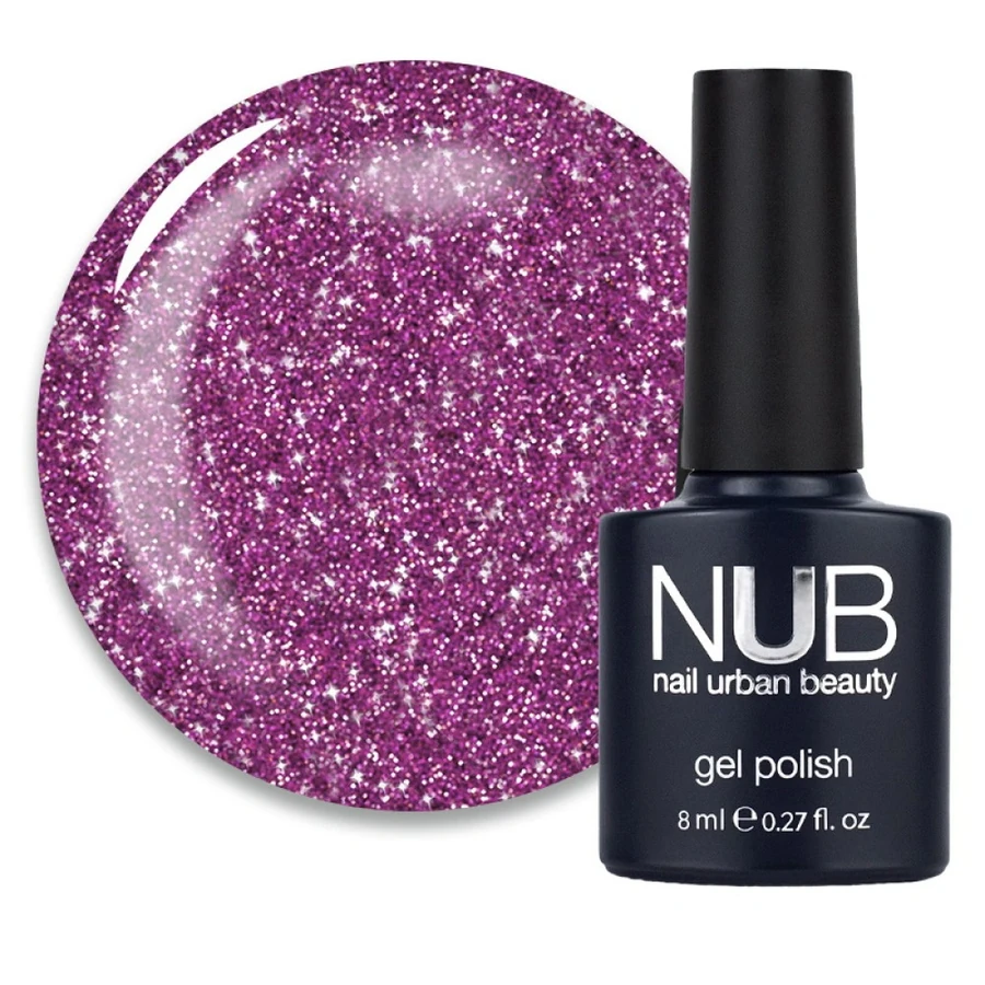 Гель-лак NUB Gel Polish 111 Monoceros щільні рожеві блискітки та слюда 8 мл