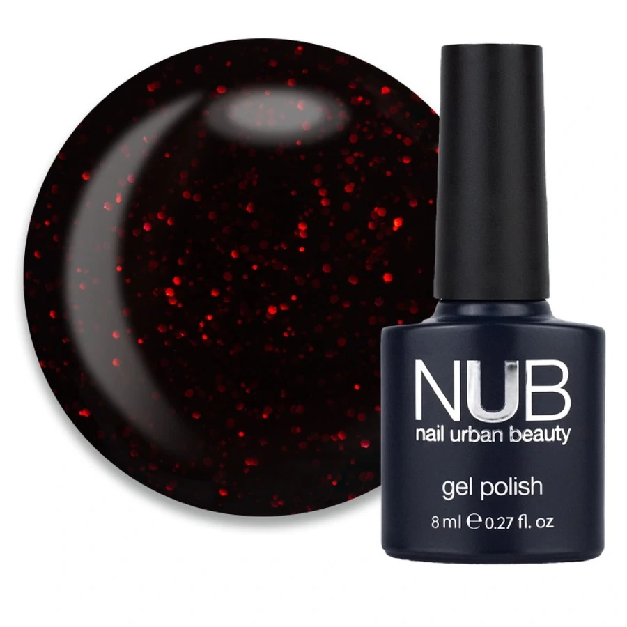 Гель-лак NUB Gel Polish 238 Wanderlust сливовий, з червоними блискітками 8 мл