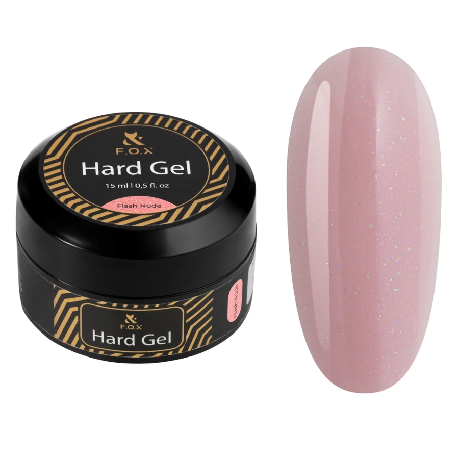 Будівельний гель рідкий FOX Hard Gel Flash Pink ніжний рожевий, з блискітками 15 мл