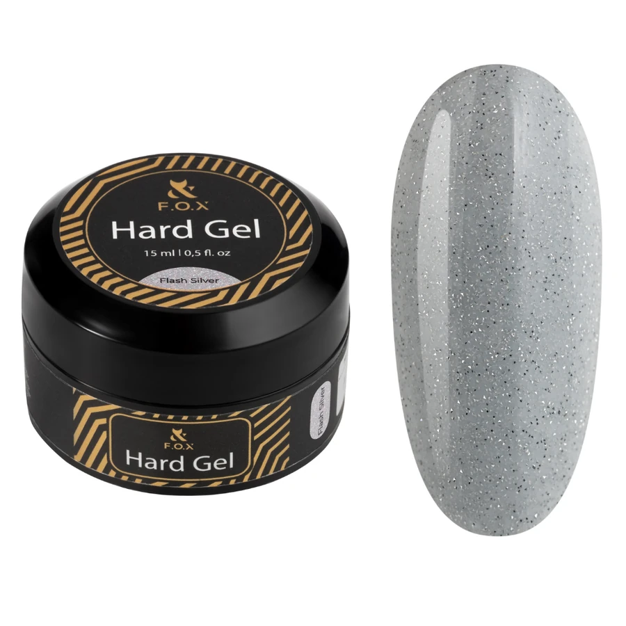 Будівельний гель рідкий FOX Hard Gel Flash Silver сріблястий, з блискітками 15 мл