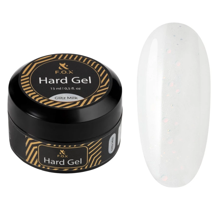 Будівельний гель рідкий FOX Hard Gel Glitz Milk молочний, з блискітками 15 мл