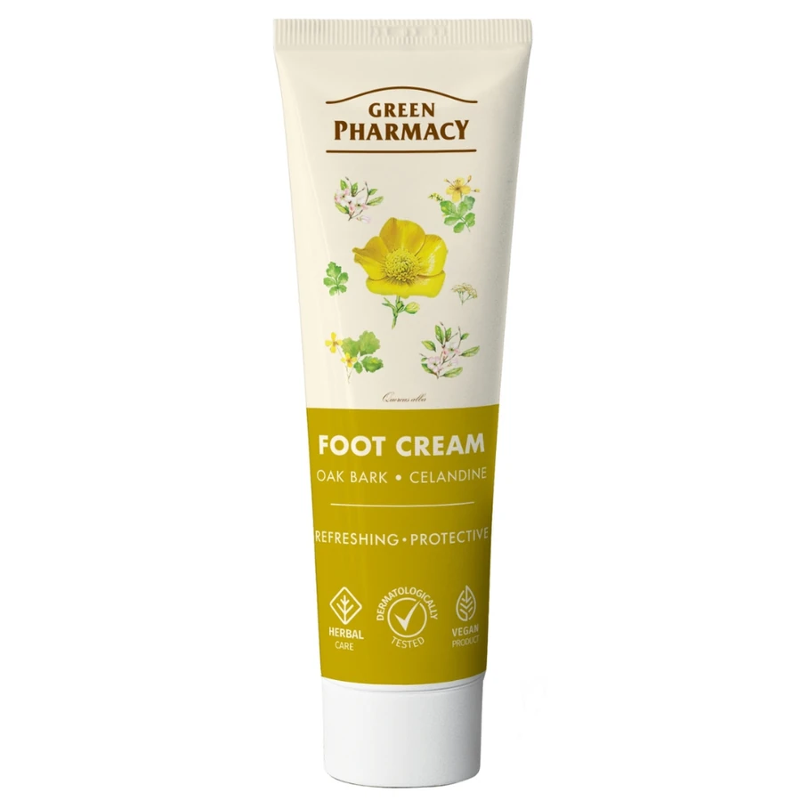 Крем для ніг "освіжаючий та захисний" Green Pharmacy Foot Cream Oak Bark & Celandine Дуб та чистотіл 100 мл