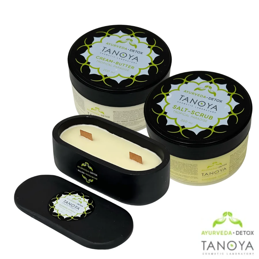 Аюрведичний набір Детокс "Тропічний рай" Tanoya Ayurveda Detox Set Tropical Paradise з керамічною свічкою