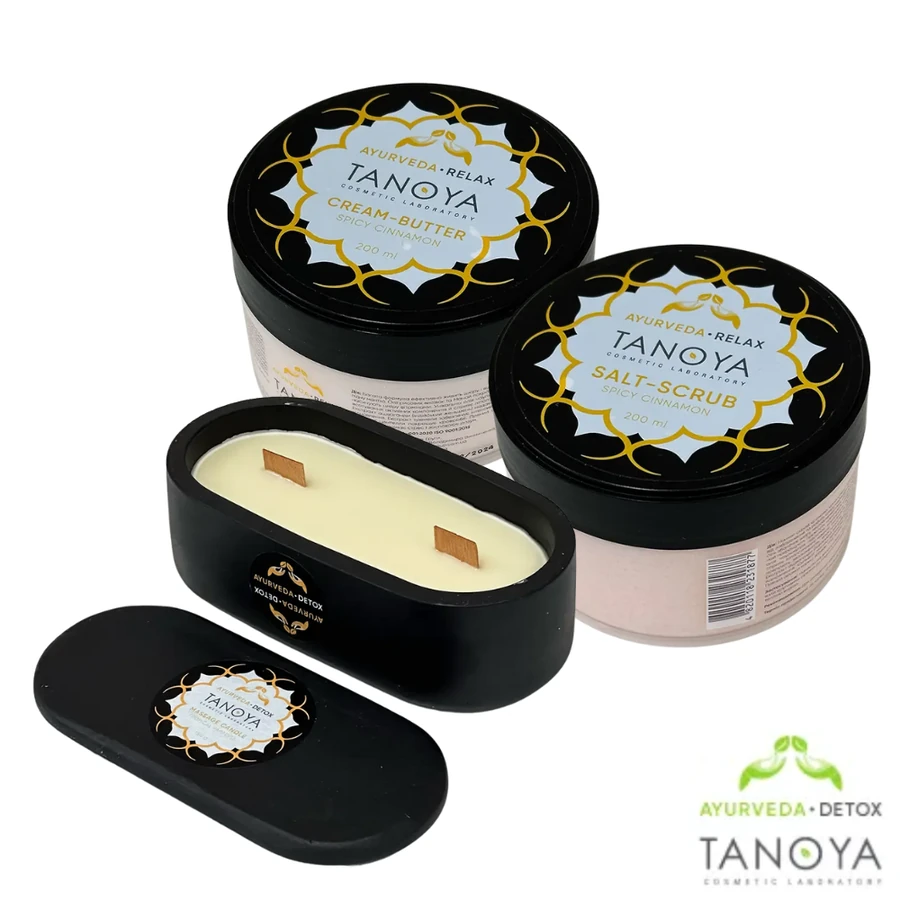 Аюрведичний набір Детокс "Пряна кориця" Tanoya Ayurveda Detox Set Spicy Cinnamon з керамічною свічкою