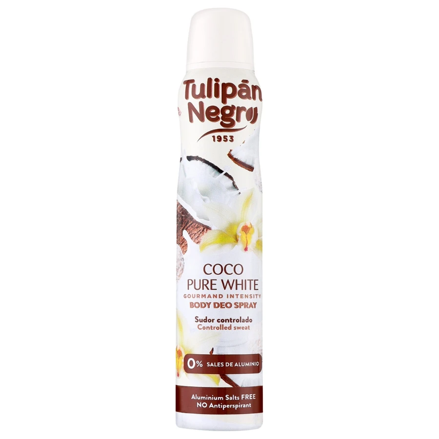 Дезодорант-спрей для жінок "Ніжний кокос" Tulipan Negro Body Deo Spray Coco Pure White 200 мл