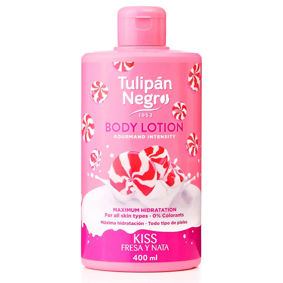 Лосьйон для тіла "Полуничний крем" Tulipan Negro Body Lotion Kiss Strawberry & Cream без дозатора 400 мл
