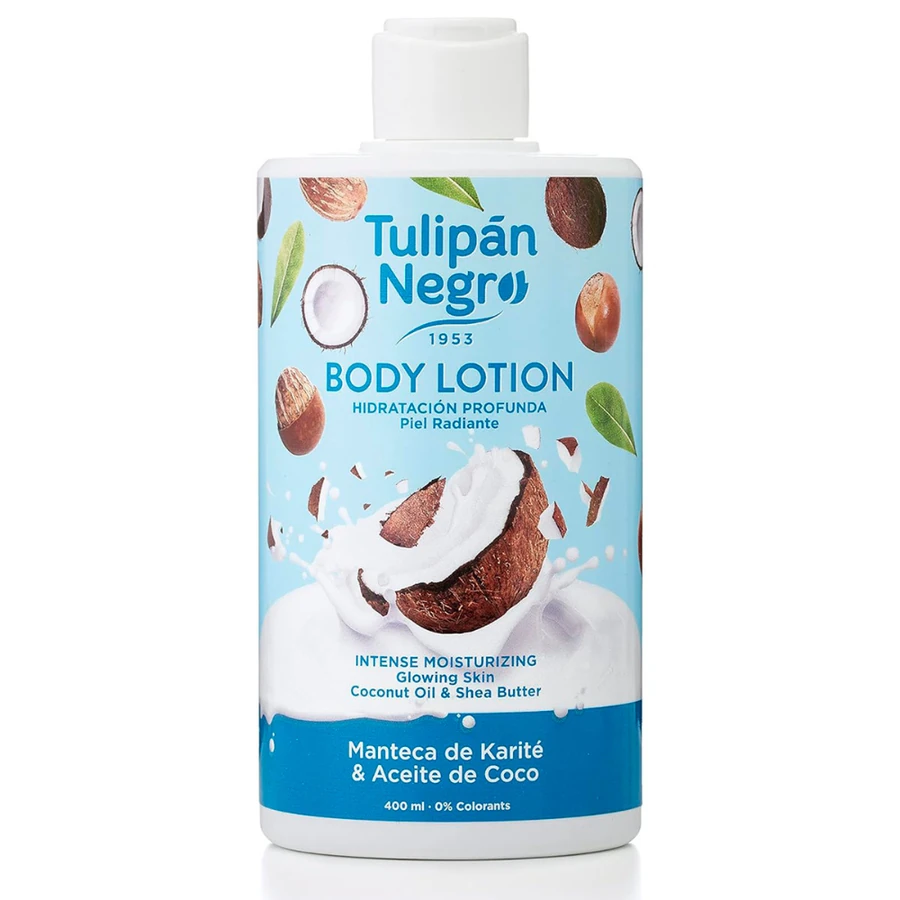 Лосьйон для тіла "Олія Ши та кокос" Tulipan Negro Body Lotion Coconut Oil & Shea Butter без дозатора 400 мл