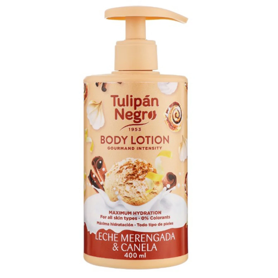 Лосьйон для тіла "Молочне безе та кориця" Tulipan Negro Body Lotion Milk Meringue & Cannamon з дозатором 400 мл