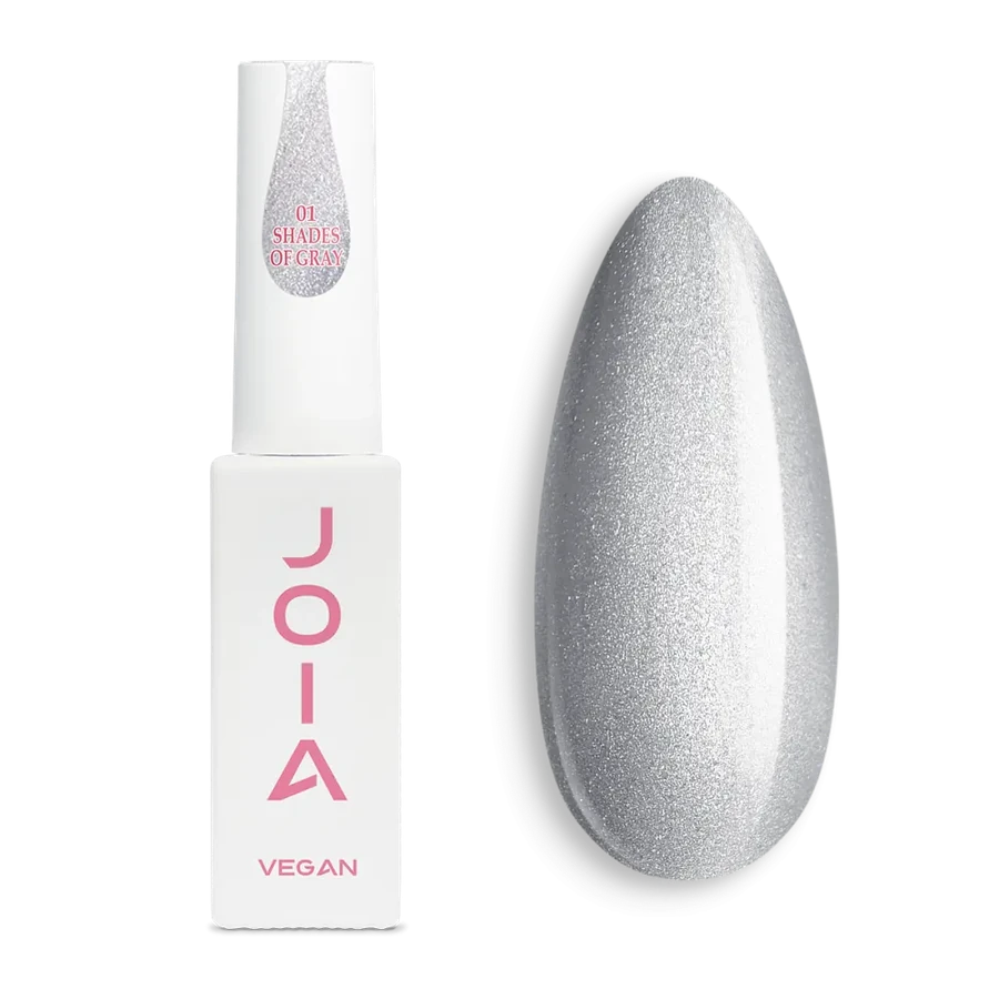 Камуфлююча база з ефектом "Кошаче око" JOIA vegan Magic Cat Base 01 Shades Of Gray сірий, зі срібними переливами 8 мл