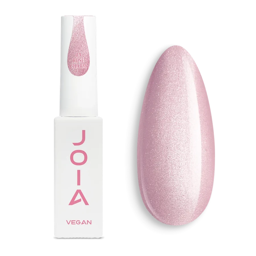 Камуфлююча база з ефектом "Кошаче око" JOIA vegan Magic Cat Base 03 Rose Charm рожевий, зі срібними переливами 8 мл