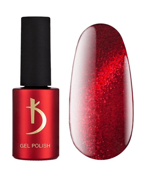 Гель-лак "Кошаче око" Kodi Gel Polish CS24 насичений вишневий з яскравим червоним шиммером, магнітний 7 мл