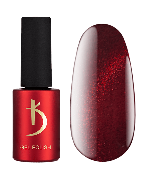 Гель-лак "Кошаче око" Kodi Gel Polish CS25 насичений бордовий з рубіновим шиммером, магнітний 7 мл