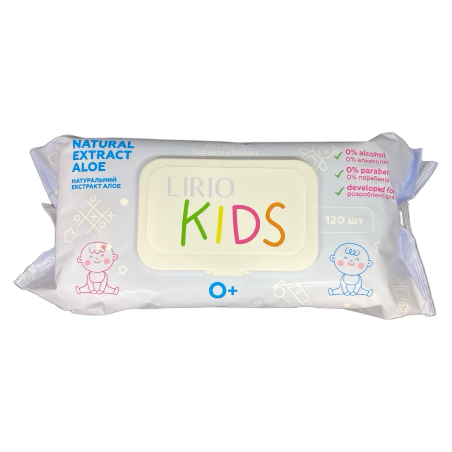 Вологі серветки для малюків Lirio Med Wet Wipes for Kids 120 шт