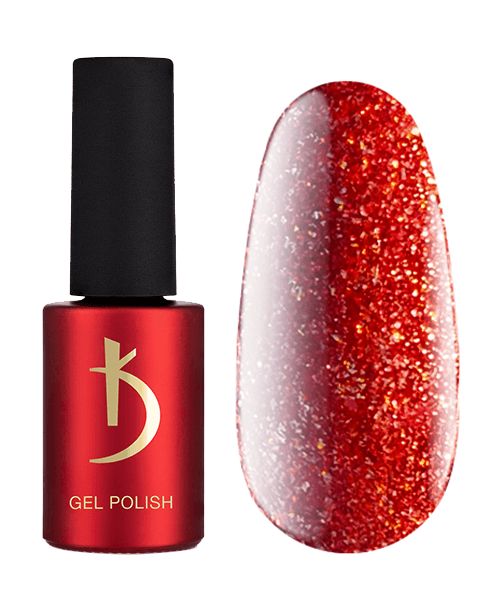 Гель-лак Kodi Gel Polish GL02 насичений червоний, з вогненними блискітками 7 мл