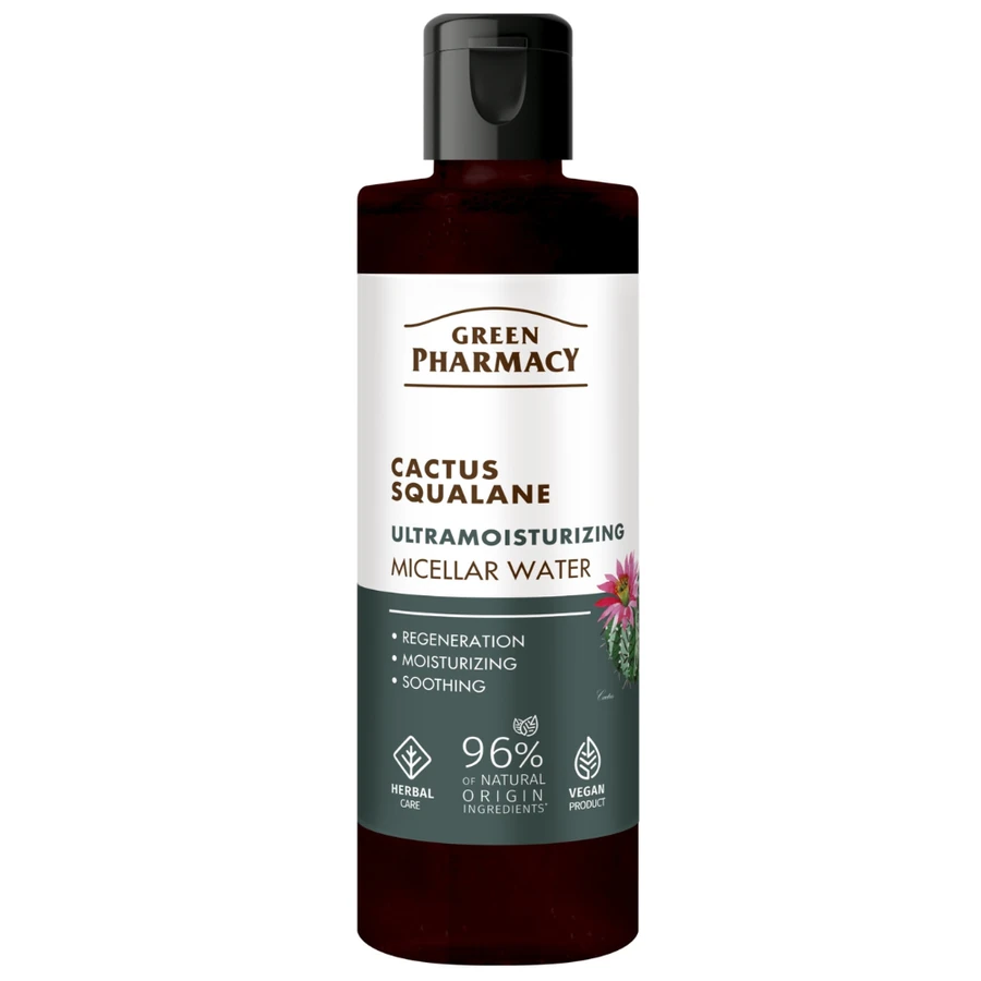Міцелярна вода "Ультразволоження" Green Pharmacy Ultramoisturizing Micellar Water Cactus & Squalane Кактус + сквалан 200 мл