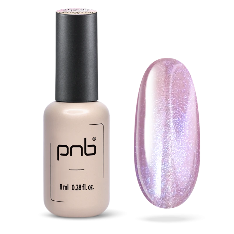 Магнітний гель-лак PNB Magnetic Gel Polish Glamour Cat 03 Rosy Flirty світло-рожевий, з шиммером 8 мл