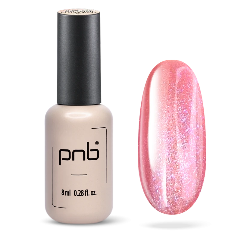 Магнітний гель-лак PNB Magnetic Gel Polish Glamour Cat 04 Miss Blush світлий персиковий, з шиммером 8 мл